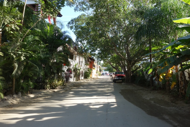 The quiet street just behind the beach